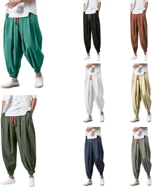 Mens Sweatpants Loose Elastic Straps with Pocket Trousers Solid Color Casual Men Pants Stretch Pants for Men