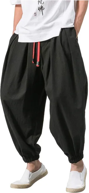 Mens Sweatpants Loose Elastic Straps with Pocket Trousers Solid Color Casual Men Pants Stretch Pants for Men