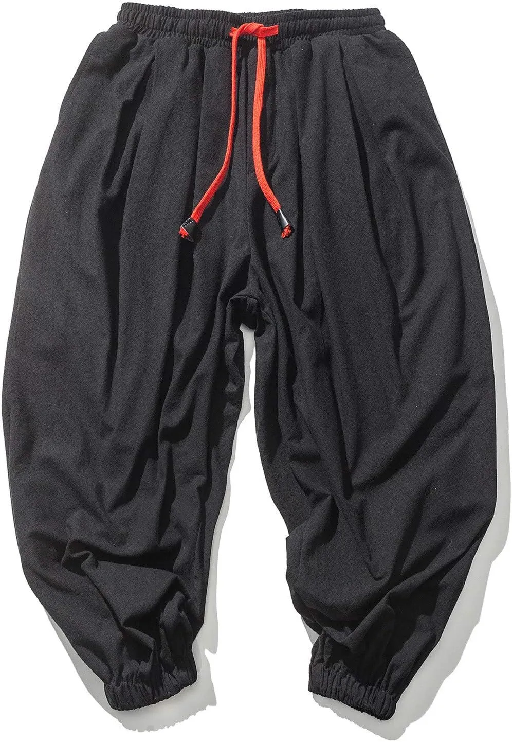 Mens Sweatpants Loose Elastic Straps with Pocket Trousers Solid Color Casual Men Pants Stretch Pants for Men