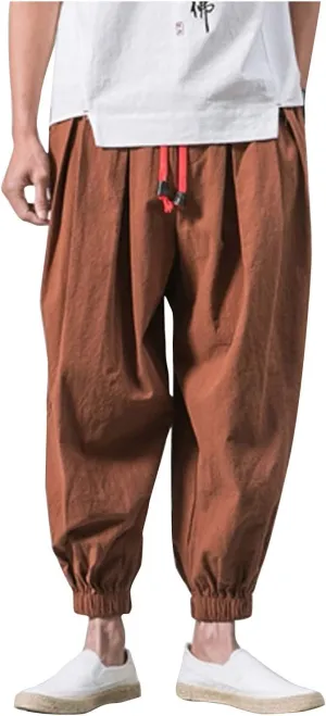 Mens Sweatpants Loose Elastic Straps with Pocket Trousers Solid Color Casual Men Pants Stretch Pants for Men