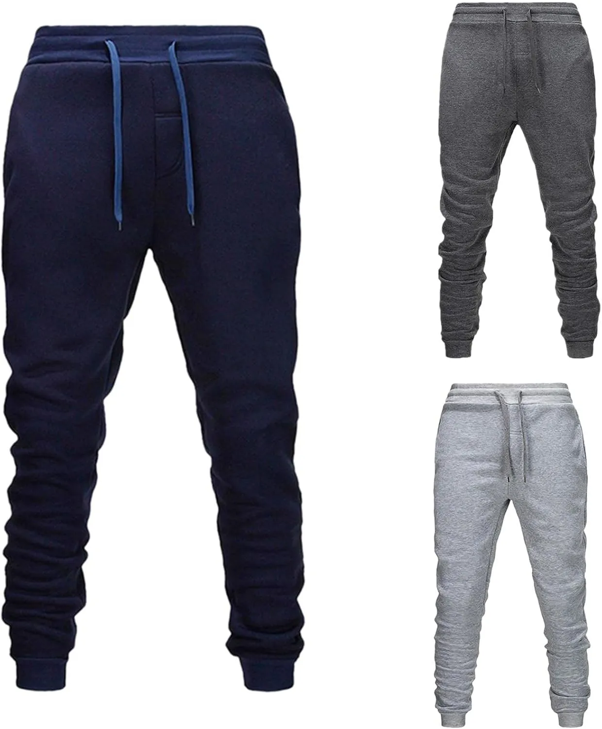 Mens Sweatpants with Pockets Big and Tall Casual Gym Sports Jogging Bottoms Workout Running Trousers Men's Drawstring