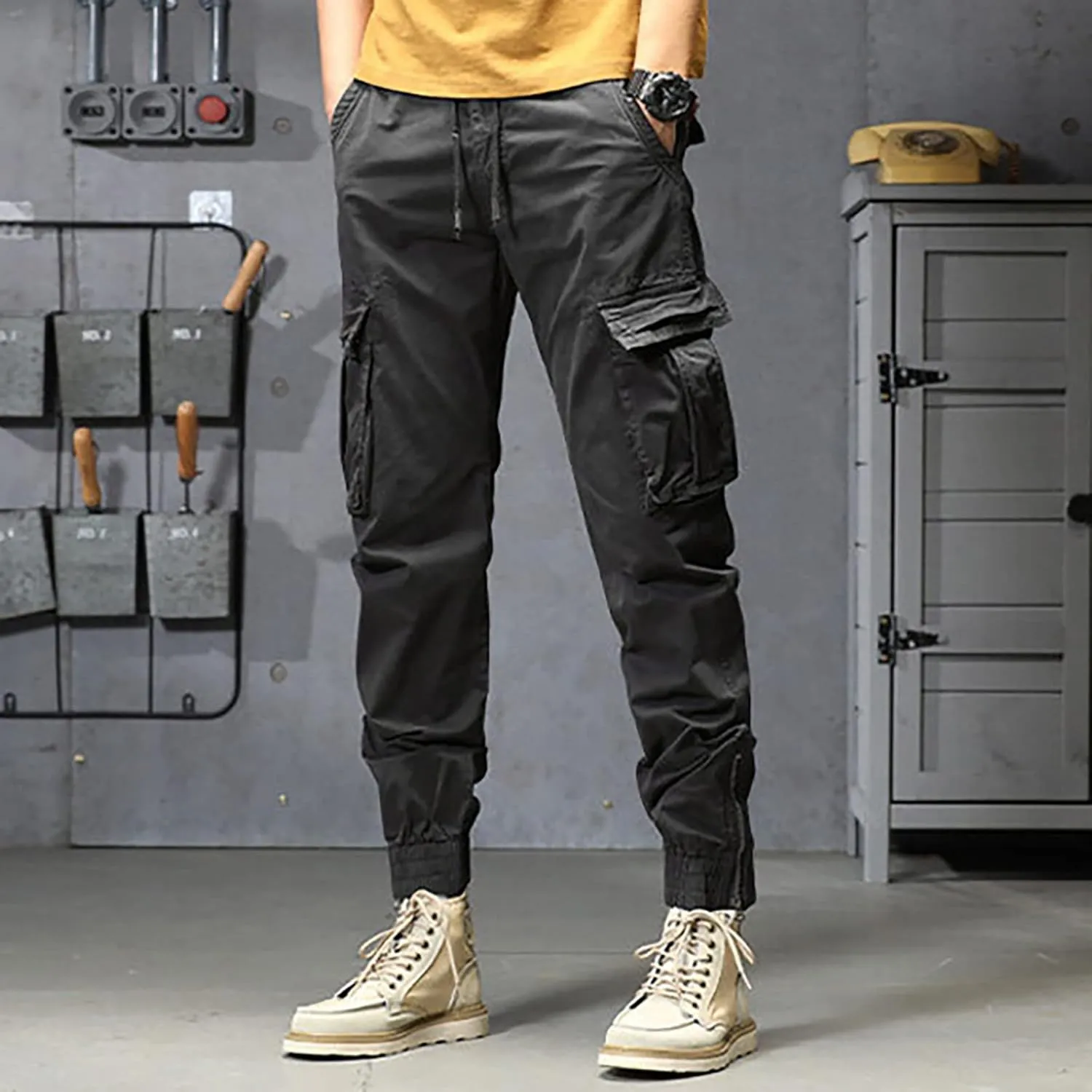 Mens Sweatpants with Pockets Big and Tall Mens Long Pants Joggers for Men Cargo Athletic Casual Cargo Pants Military