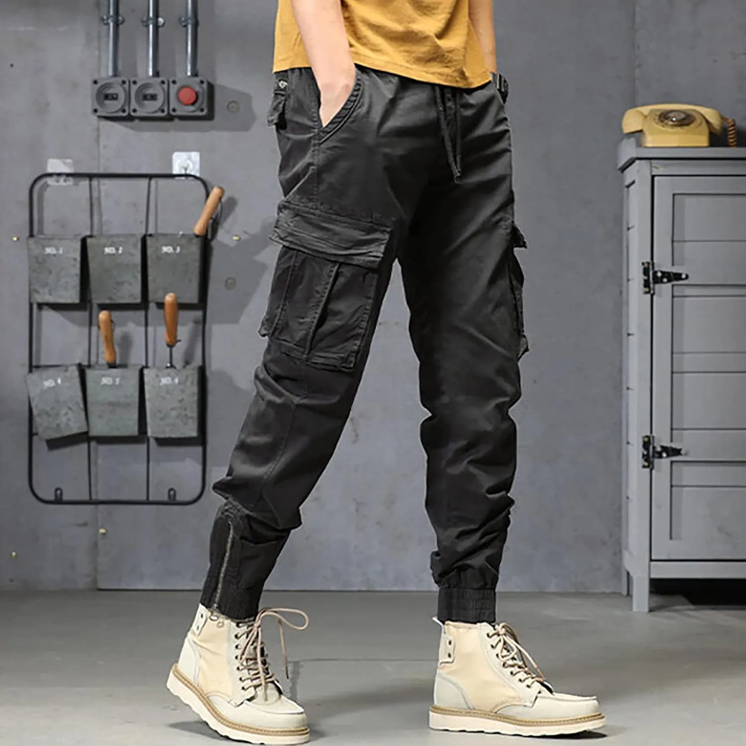 Mens Sweatpants with Pockets Big and Tall Mens Long Pants Joggers for Men Cargo Athletic Casual Cargo Pants Military