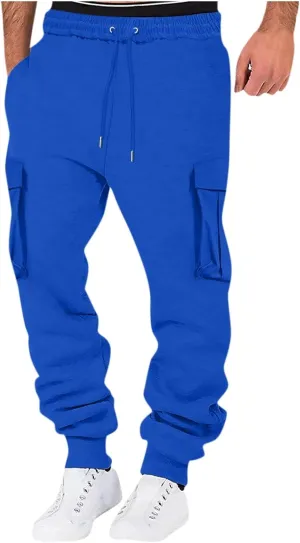 Mens Sweatpants with Pockets Big and Tall Pant Fleece Liend Pants Hiking Drawstring Joggers Cargo Pant Men Pants Hiking