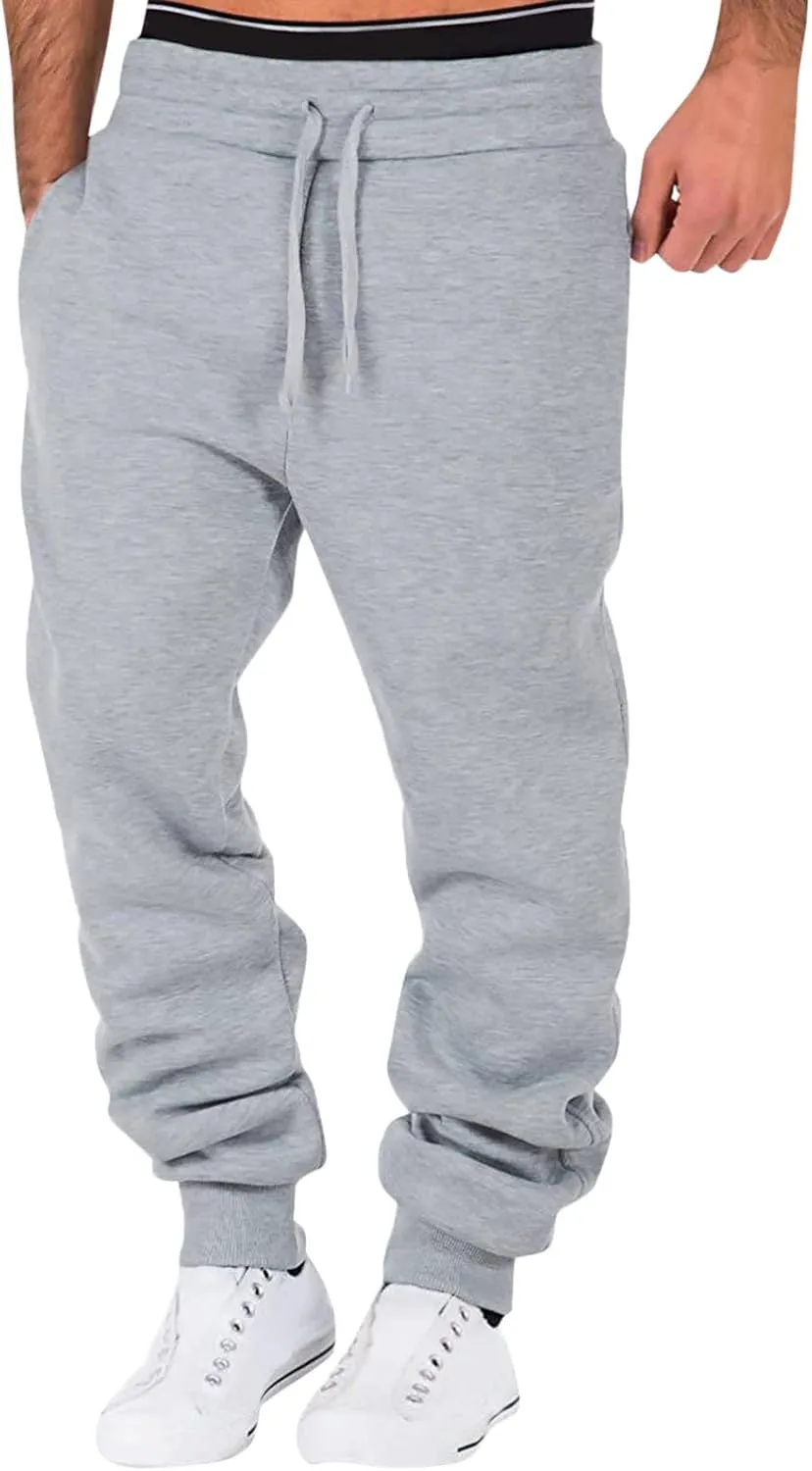 Mens Sweatpants with Pockets Cargo Zipper Pocket Sweatpants Adjustable Bungee Cord Open Bottom Cargo Pants for Men