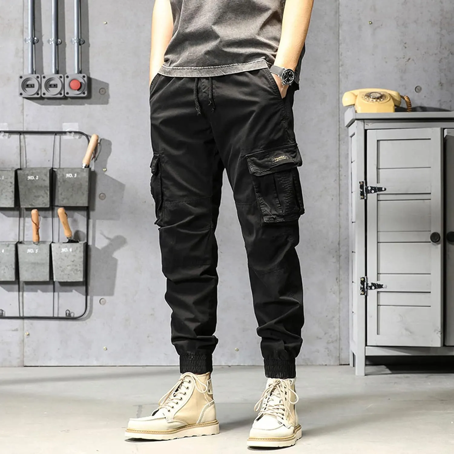 Mens Sweatpants with Pockets Waist Straight Leg Cargo Pants with Pockets Mens Sweatpants Big and Tall Fleece Lined