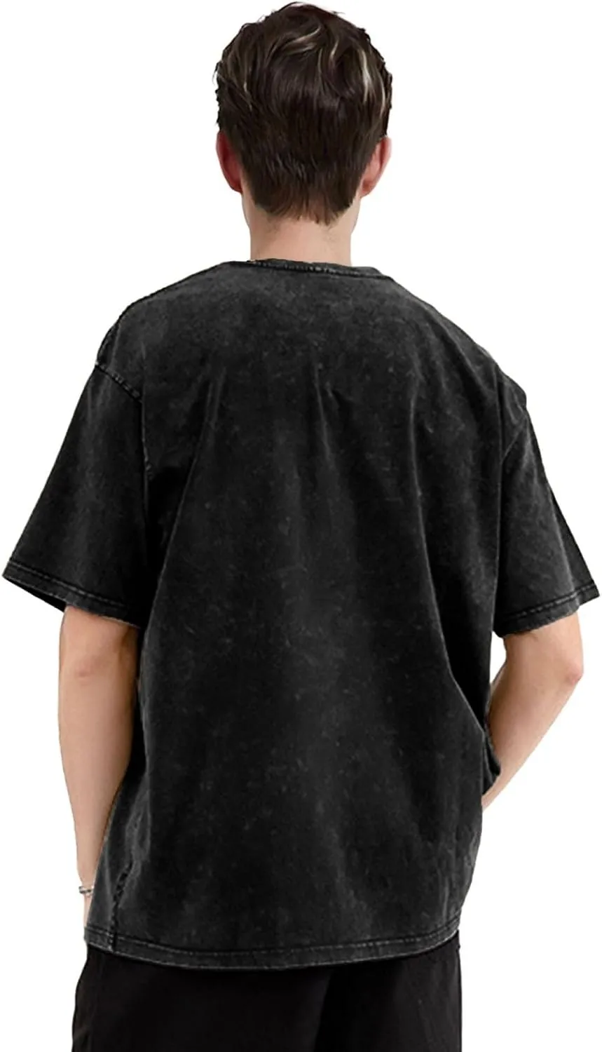 Men's Vintage Oversized Fashion Drop Shoulder T-Shirts Loose Tees Top