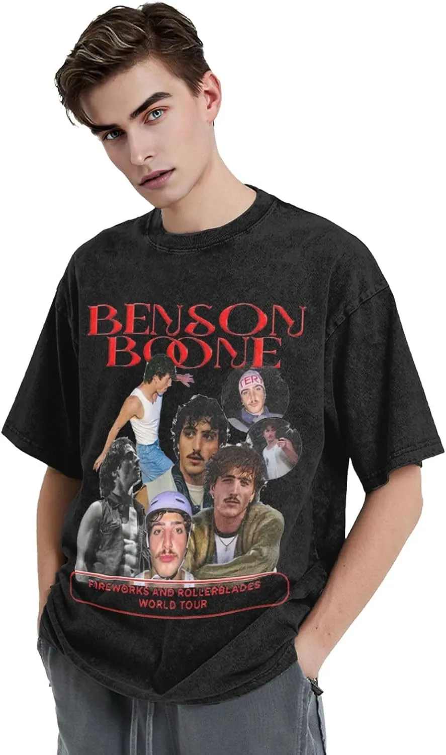 Men's Vintage Oversized Fashion Drop Shoulder T-Shirts Loose Tees Top