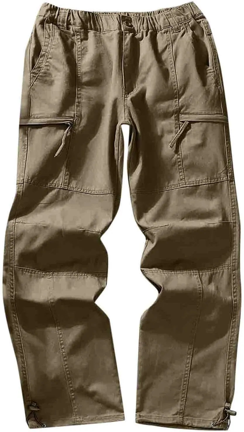 Mens Workout Cargo Sweatpants Casual Cargo Pants Loose Fit Jogger Sweatpants Tactical Work Pants Multi Pocket Outdoor