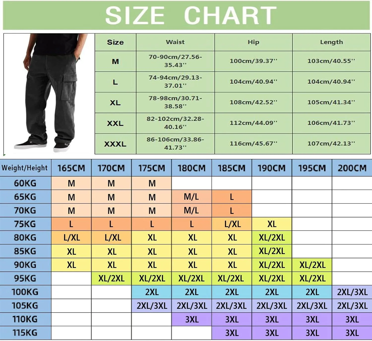 Mens Workout Cargo Sweatpants Elastic Waist Drawstring Athletic Trousers Casual Baggy Jogger Pants with Pockets Mens