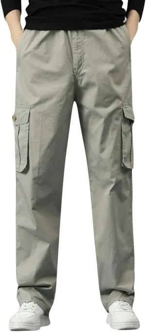 Mens Workout Cargo Sweatpants for Mens Mens Heavyweight Fleece Jogger Pants Drawstring Trousers Stretch Elastic Waist