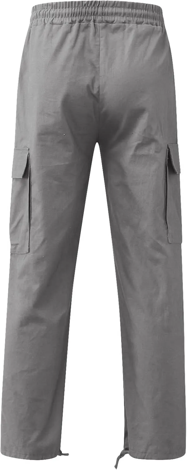 Mens Workout Cargo Sweatpants Pants Big and Tall Men's Elastic Waist Work Pants Loose Fit Lightweight Workwear Casual