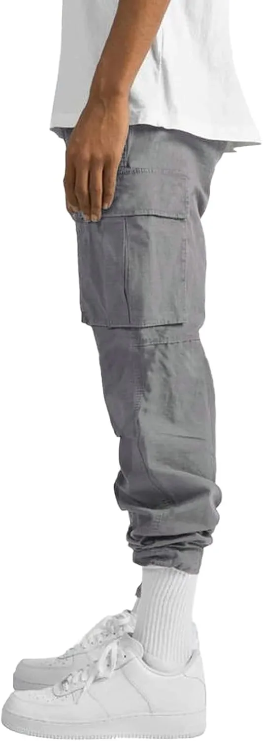 Mens Workout Cargo Sweatpants Pants Big and Tall Men's Elastic Waist Work Pants Loose Fit Lightweight Workwear Casual