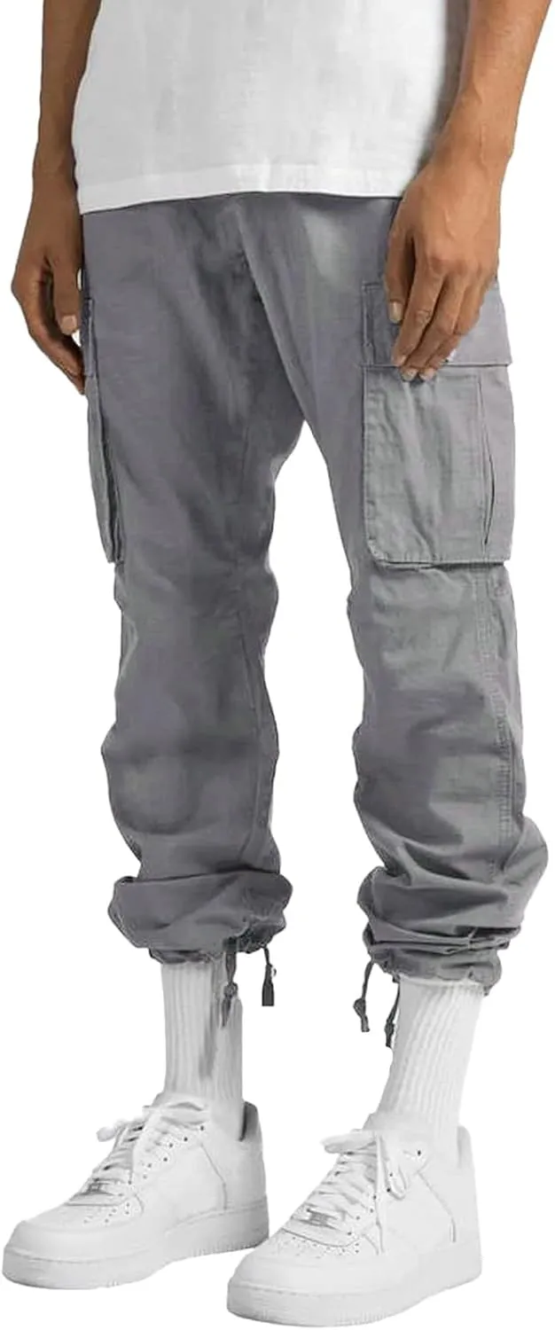 Mens Workout Cargo Sweatpants Pants Big and Tall Men's Elastic Waist Work Pants Loose Fit Lightweight Workwear Casual