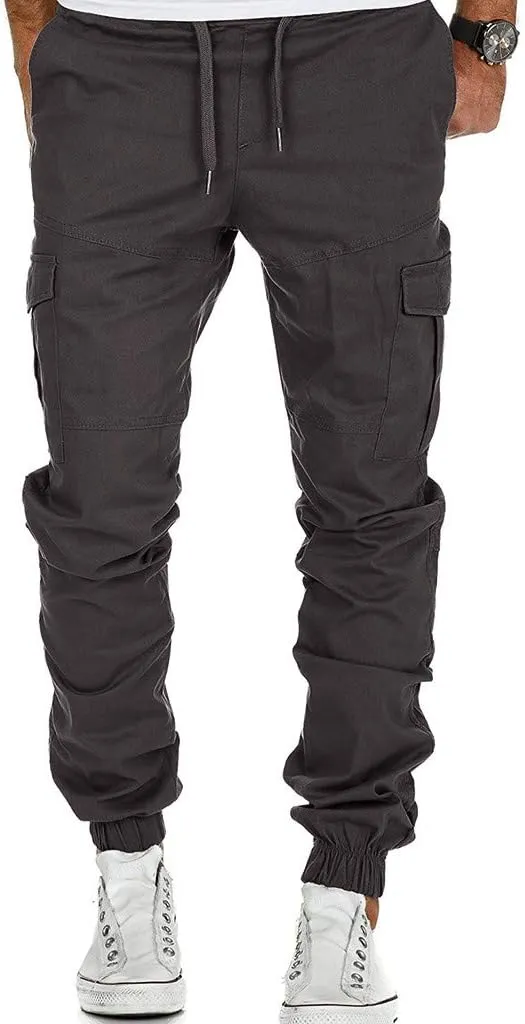 Mens Workout Cargo Sweatpants Trousers Slim Fit Stretch Pants Plaid Sweatpants Mens Fashion Joggers Sports Pants Mens