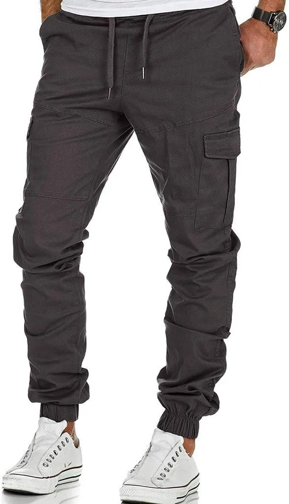 Mens Workout Cargo Sweatpants Trousers Slim Fit Stretch Pants Plaid Sweatpants Mens Fashion Joggers Sports Pants Mens