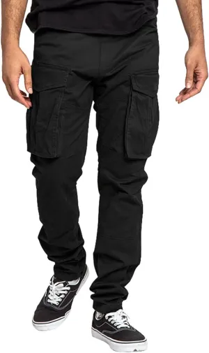 Men's Workwear Pants Pure Washed Solid Multi-Pocket Straight-Leg Cargo Trousers