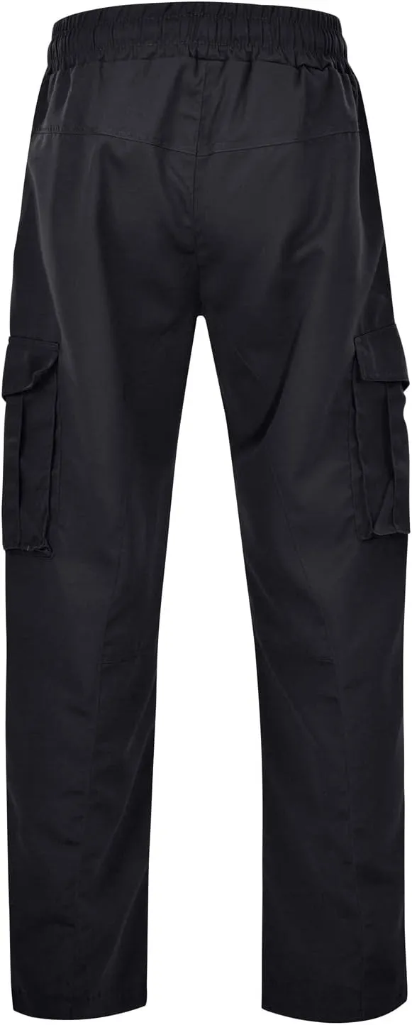 Men's Workwear Pants Pure Washed Solid Multi-Pocket Straight-Leg Cargo Trousers