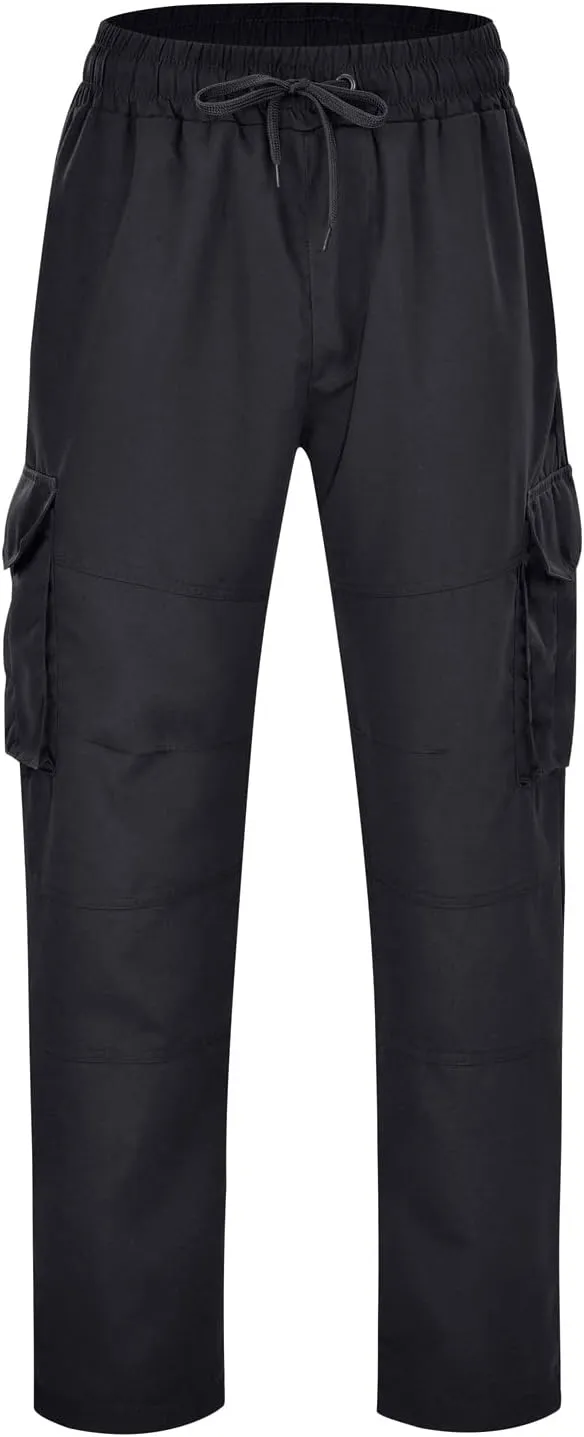 Men's Workwear Pants Pure Washed Solid Multi-Pocket Straight-Leg Cargo Trousers