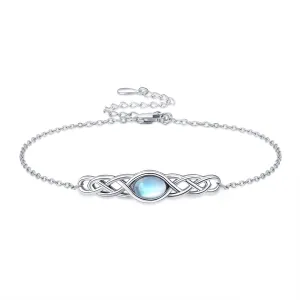 Midir&Etain Moonstone Bracelet Anklet Celtic Jewelry for Women Silver Irish Adjustable Bracelets Jewelry Gifts