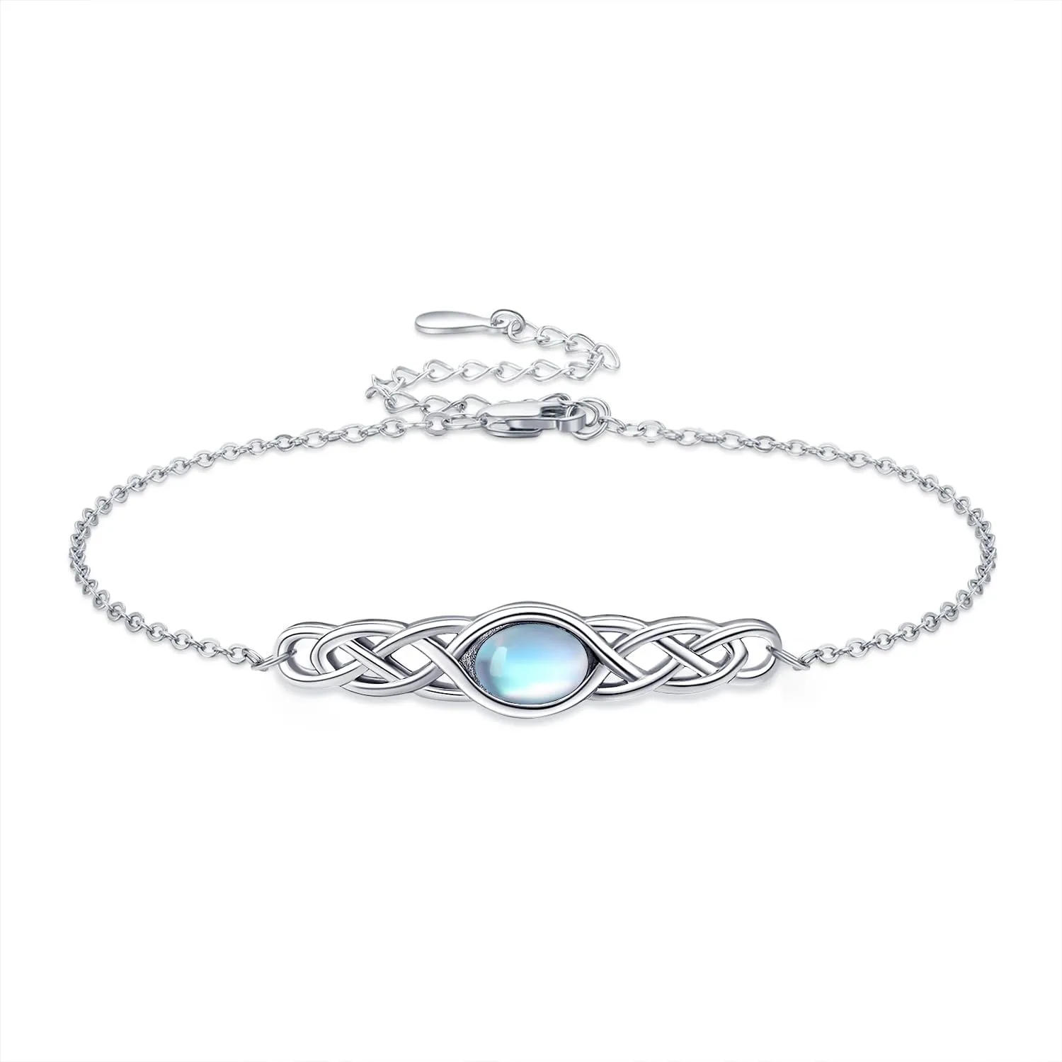 Midir&Etain Moonstone Bracelet Anklet Celtic Jewelry for Women Silver Irish Adjustable Bracelets Jewelry Gifts