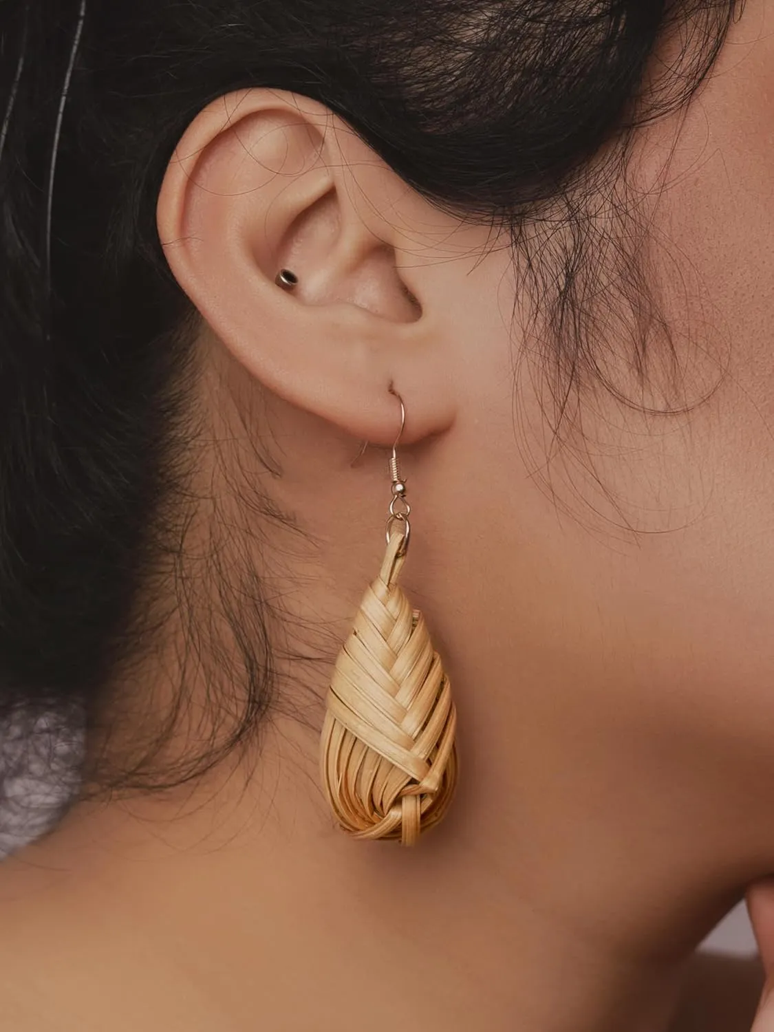 MINACHI Boho Chic Handmade Rattan Wood Dangle Drop Earrings for Women, Bohemian Summer Beach Statement Jewelry Gift for Women