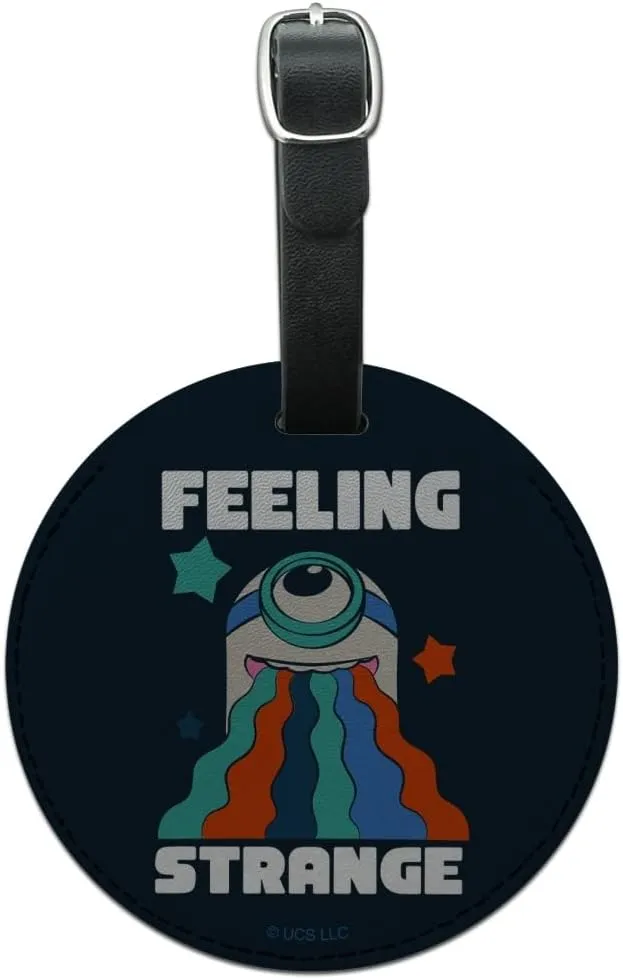 Minions Feeling Strange Round Leather Luggage Card Suitcase Carry-On ID Tag