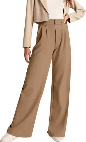 Mmoneyake Wide Leg Pants for Women High Waist Straight Drape Casual Business Dress Pants Work Office Trousers with Pockets