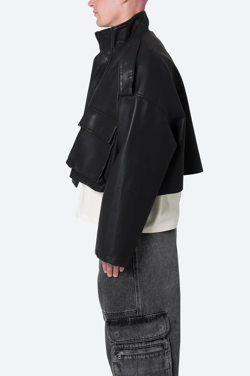 mnml Men's Pu Cropped M65 Jacket