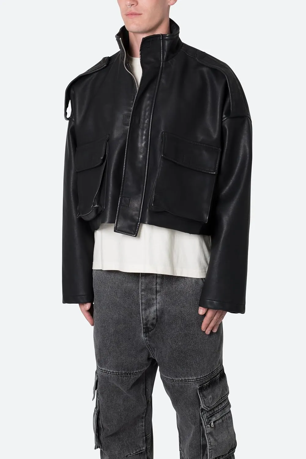 mnml Men's Pu Cropped M65 Jacket