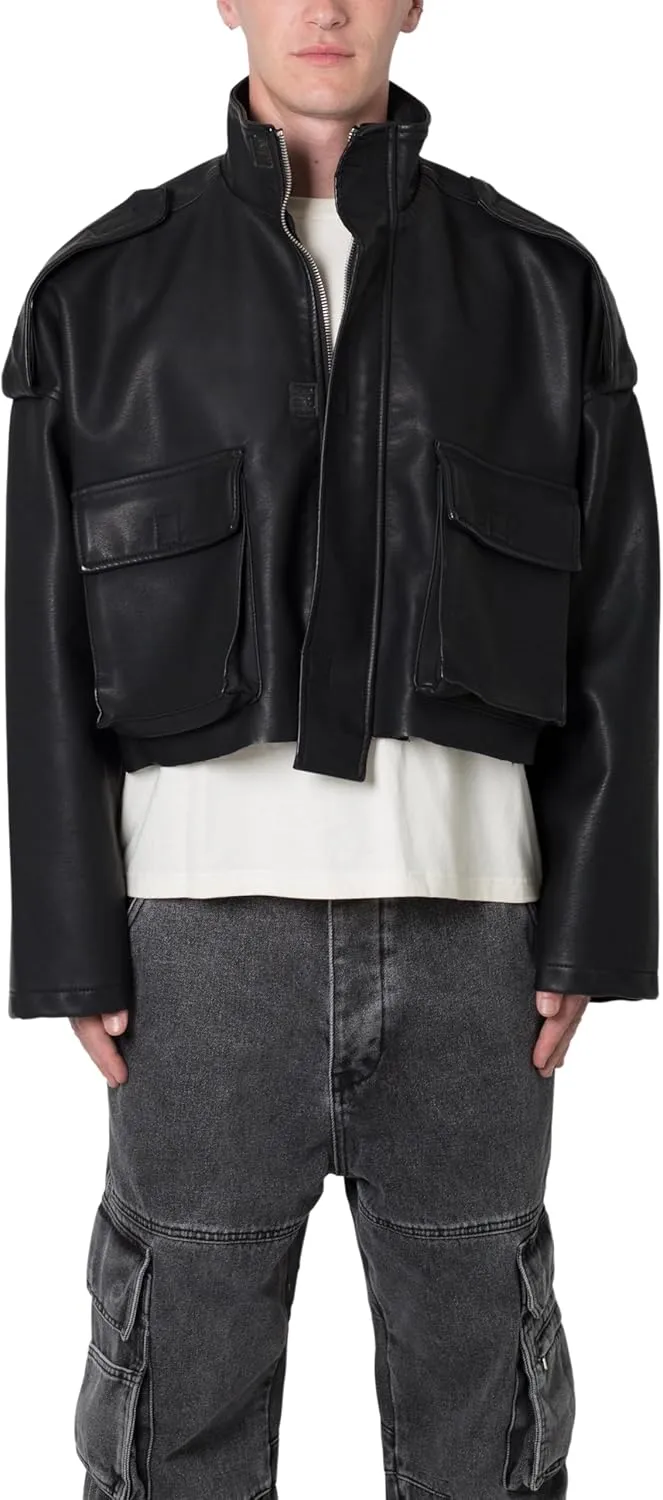mnml Men's Pu Cropped M65 Jacket