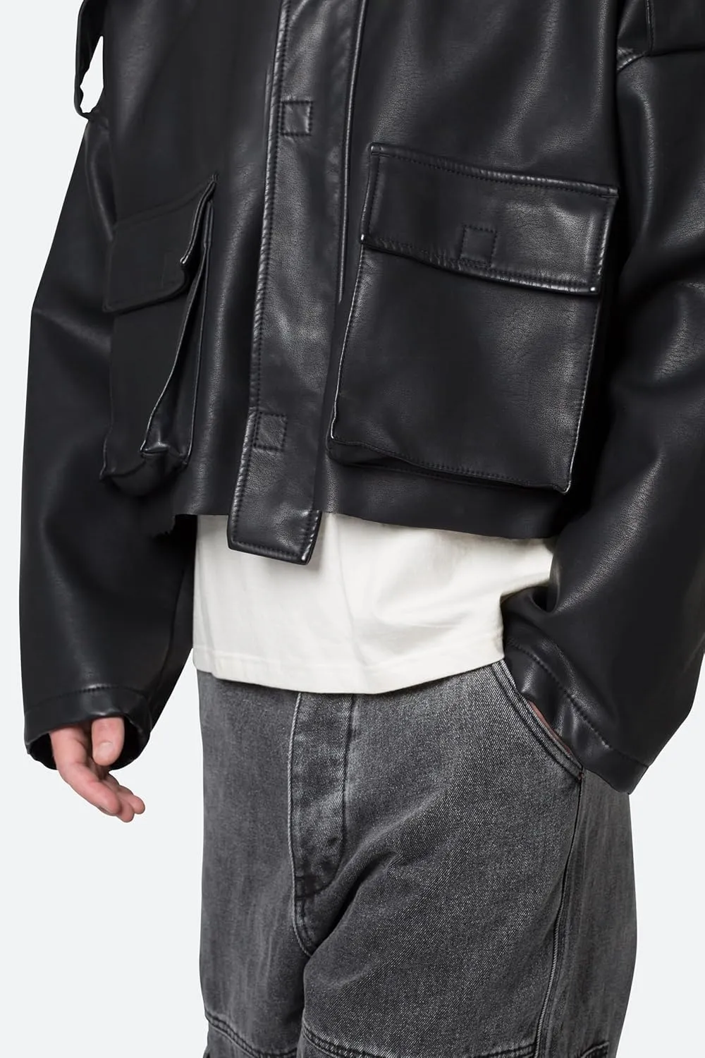 mnml Men's Pu Cropped M65 Jacket