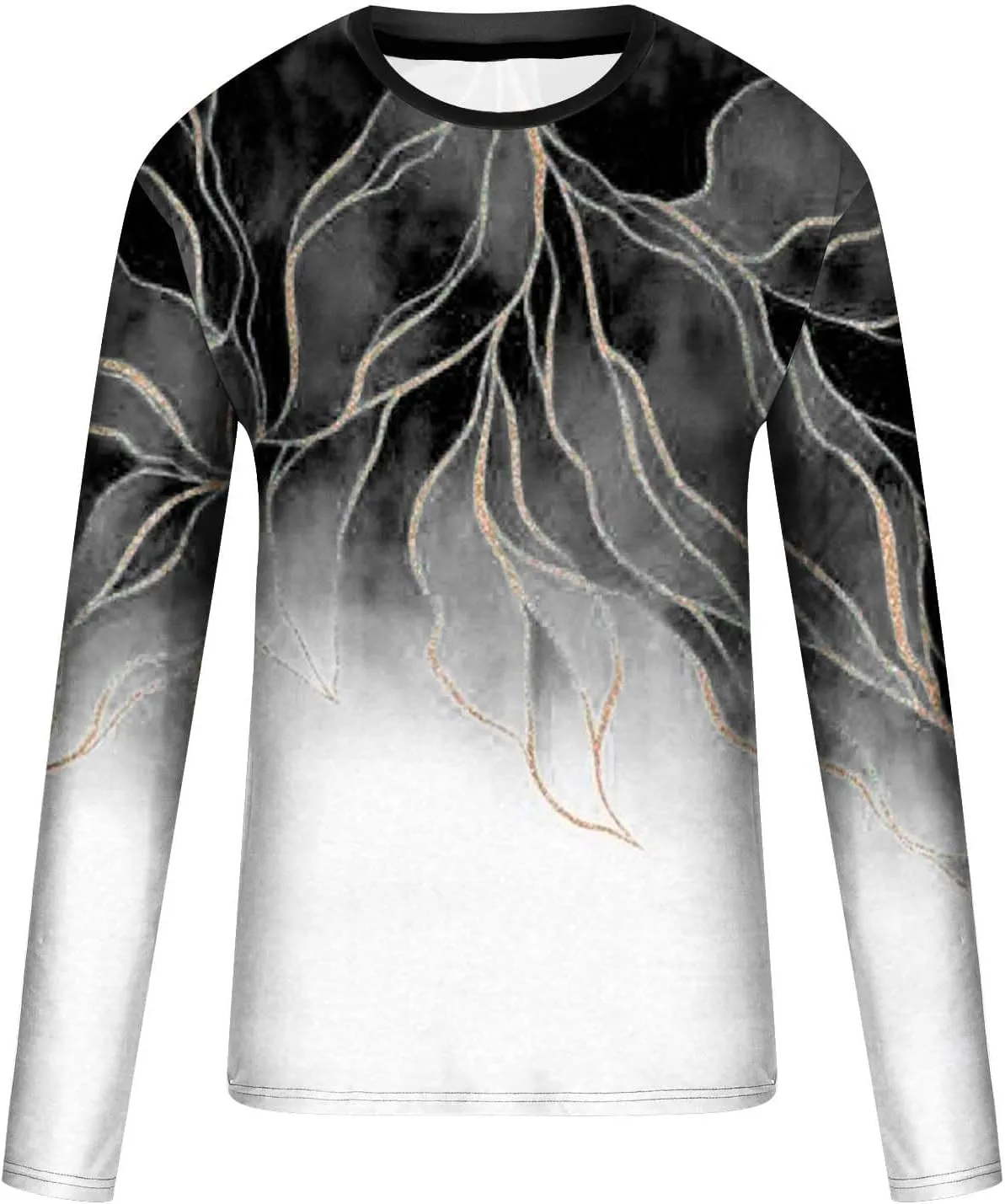 Muscularfit Mens Shirts Casual Big and Tall Long Sleeve Crewneck Sweatshirt Loose Marble Print Graphic Tee Shirt Fall Clothes