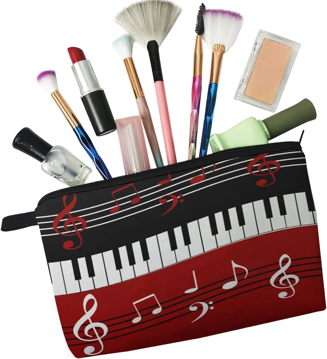 Musical Note Piano Cosmetic Bag for Women Cute Small Makeup Bag for Purse Travel Toiletry Zipper Pouch for Girls Gift for Music Lovers Musical Note Piano Makeup Bag for Her