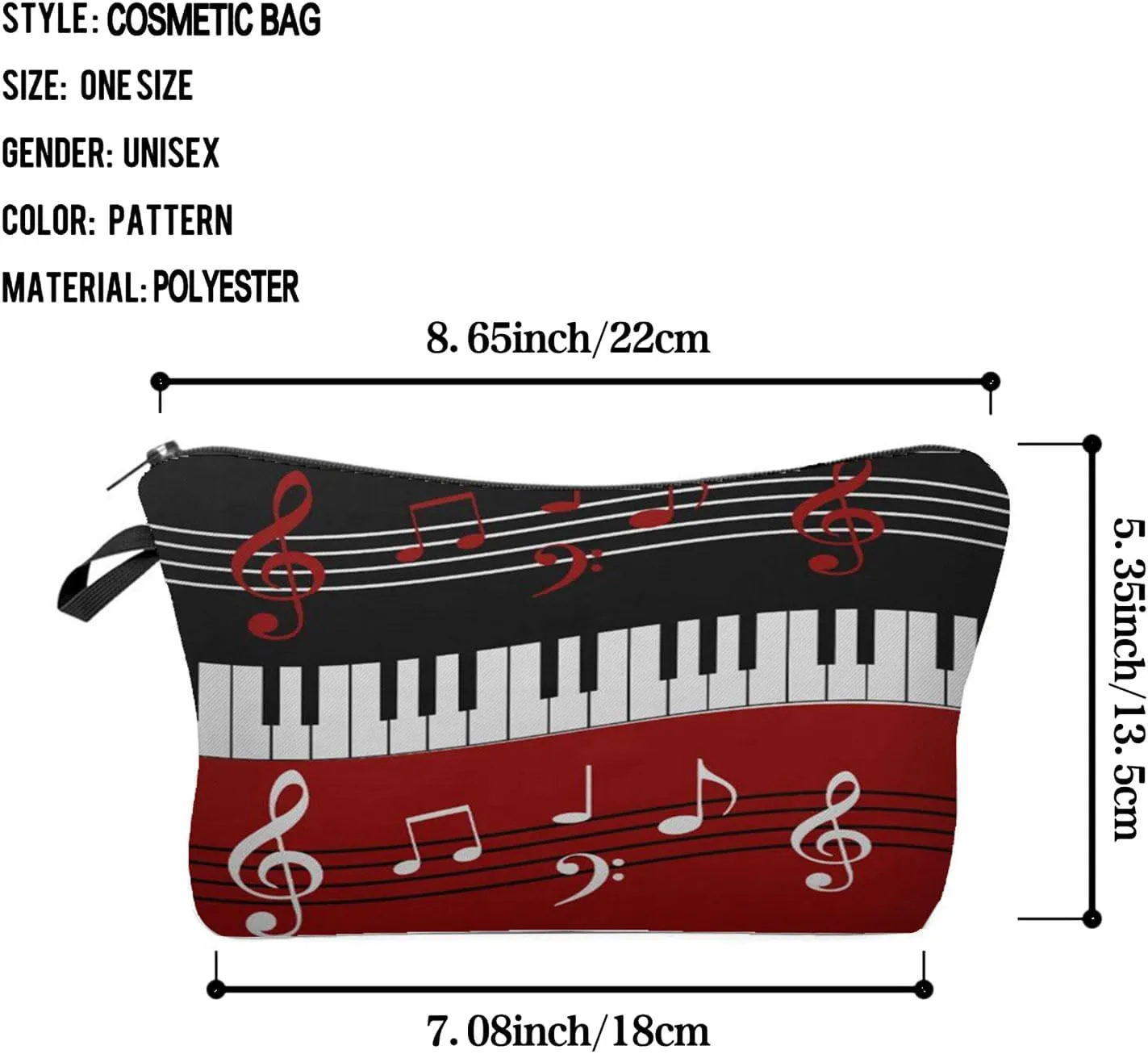 Musical Note Piano Cosmetic Bag for Women Cute Small Makeup Bag for Purse Travel Toiletry Zipper Pouch for Girls Gift for Music Lovers Musical Note Piano Makeup Bag for Her
