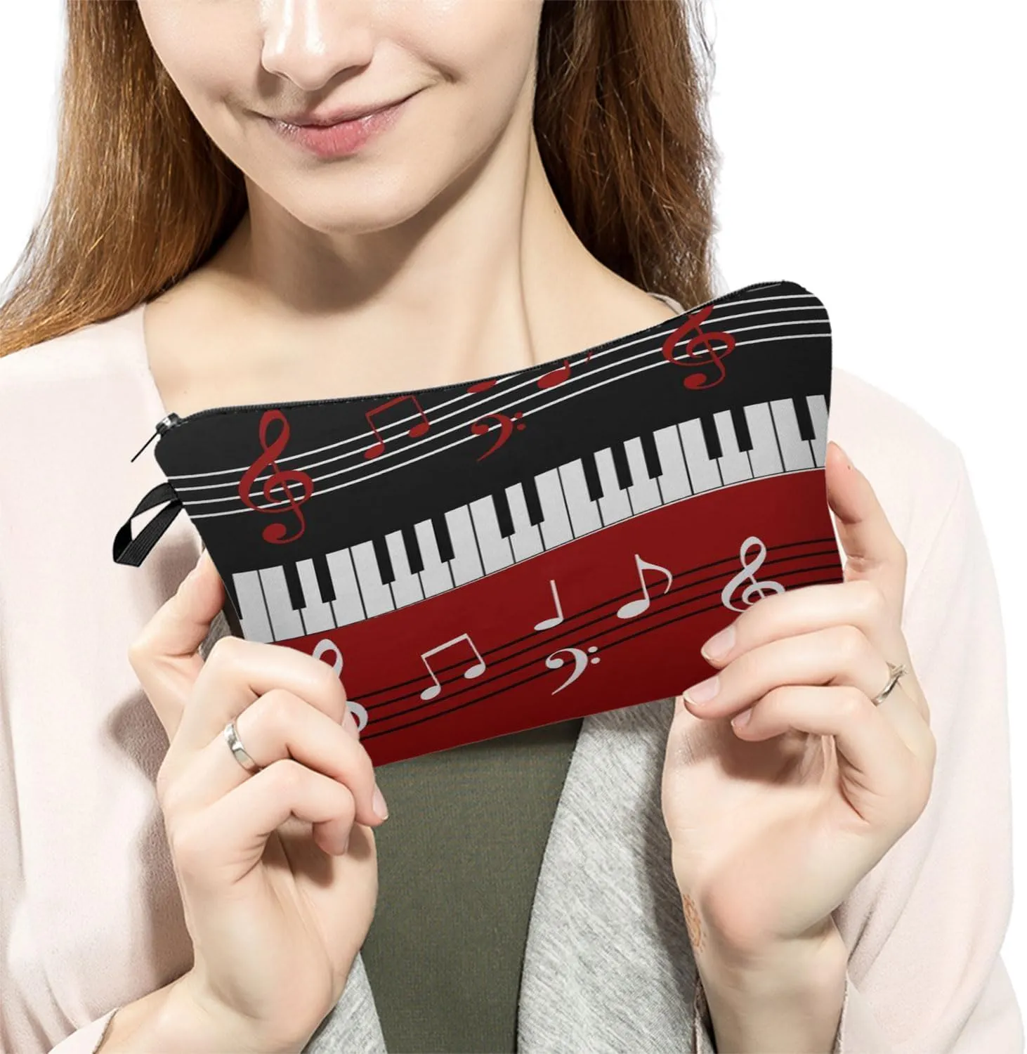 Musical Note Piano Cosmetic Bag for Women Cute Small Makeup Bag for Purse Travel Toiletry Zipper Pouch for Girls Gift for Music Lovers Musical Note Piano Makeup Bag for Her