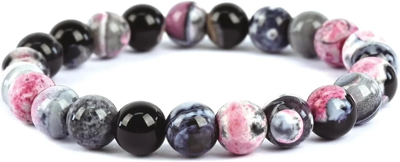 Natural Energy Healing Stone Charm Bracelet 8mm Natural Energy Healing Lava Rock Bracelet - Unisex