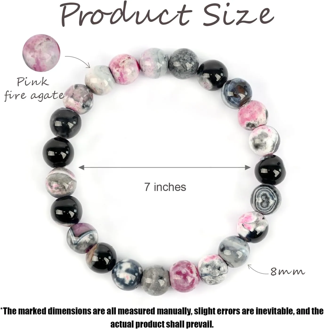 Natural Energy Healing Stone Charm Bracelet 8mm Natural Energy Healing Lava Rock Bracelet - Unisex