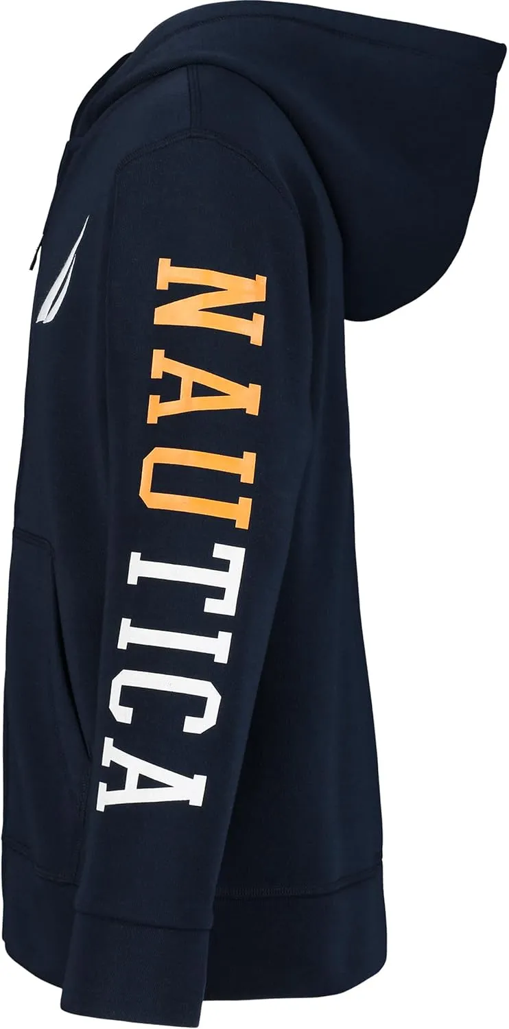 Nautica Boys' Long Sleeve Fleece Full Zip Hoodie, Comfortable, Relaxed Fit