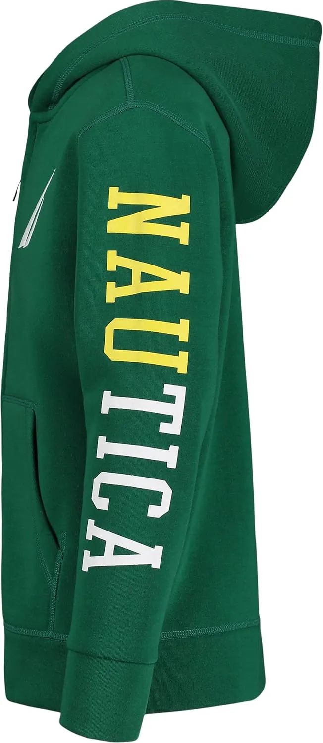 Nautica Boys' Long Sleeve Fleece Full Zip Hoodie, Comfortable, Relaxed Fit