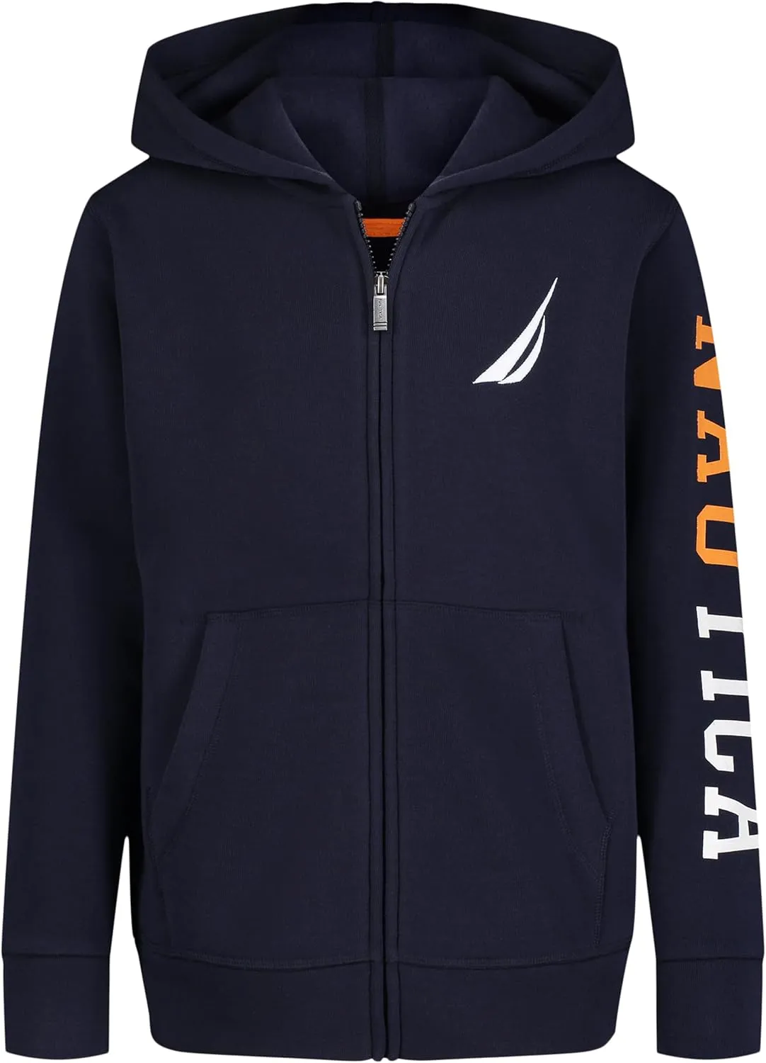 Nautica Boys' Long Sleeve Fleece Full Zip Hoodie, Comfortable, Relaxed Fit