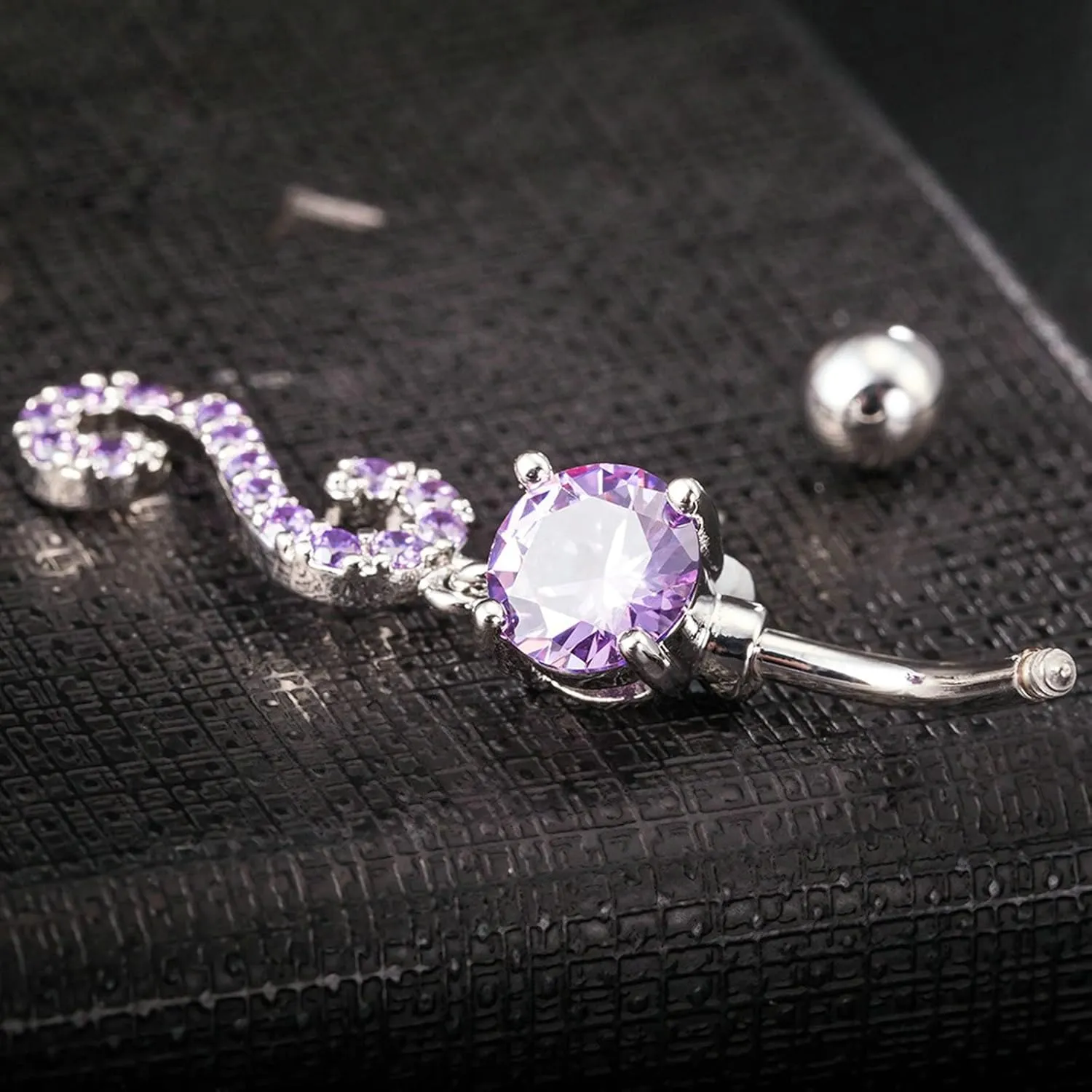 Navel Barbell, Navel Piercing Jewelry Stainless Steel Body Piercing Jewelry S Shape with Cubic Zirconia