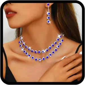 Nicute Crystal Jewelry Set for Women Rhinestone Necklace and Earrings Set Sparkly Wedding Dress Jewelry