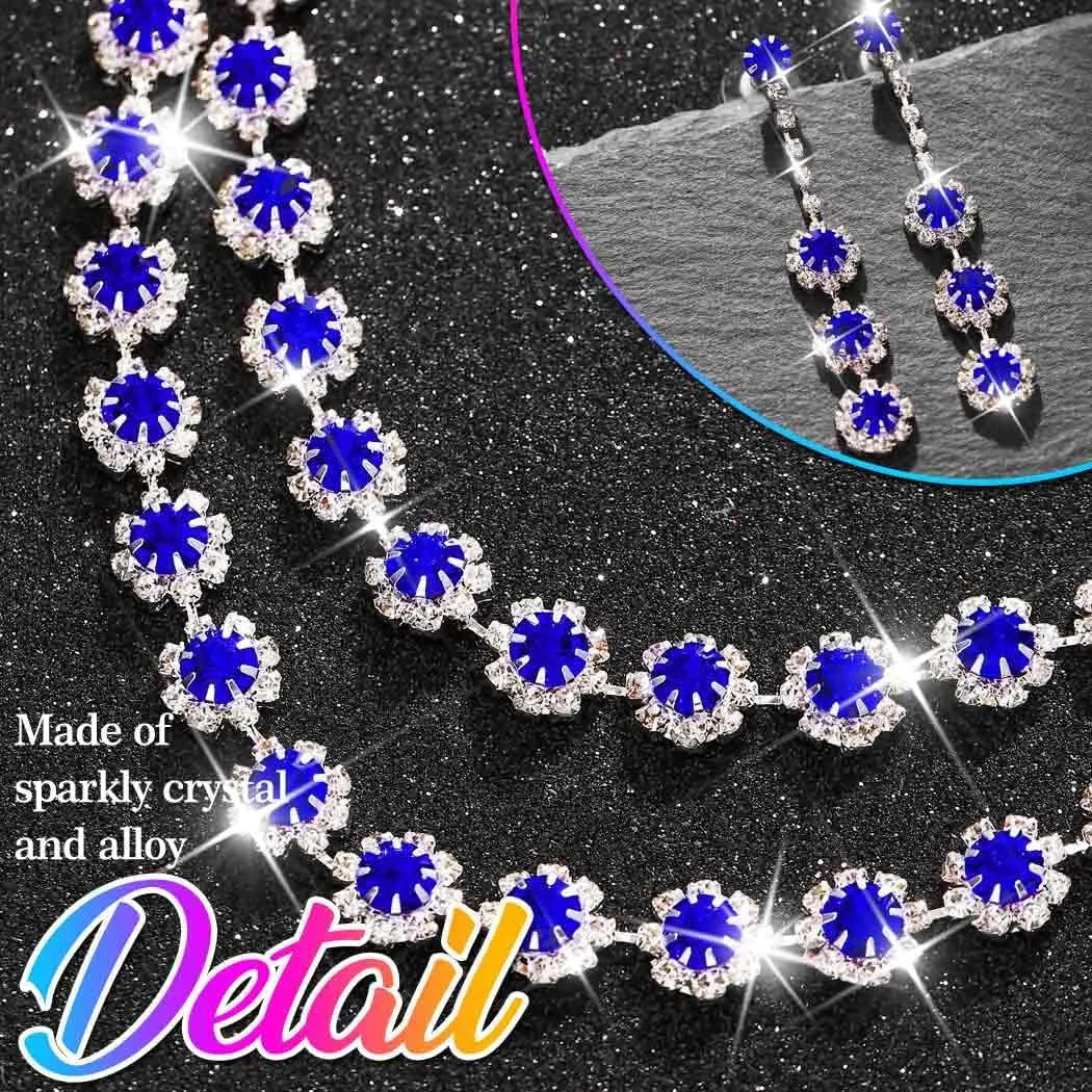 Nicute Crystal Jewelry Set for Women Rhinestone Necklace and Earrings Set Sparkly Wedding Dress Jewelry