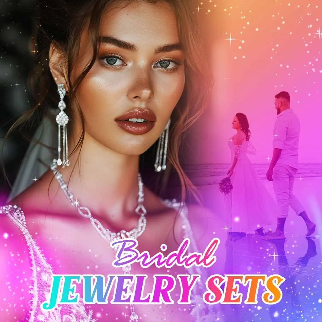 Nicute Crystal Jewelry Set for Women Rhinestone Necklace and Earrings Set Sparkly Wedding Dress Jewelry