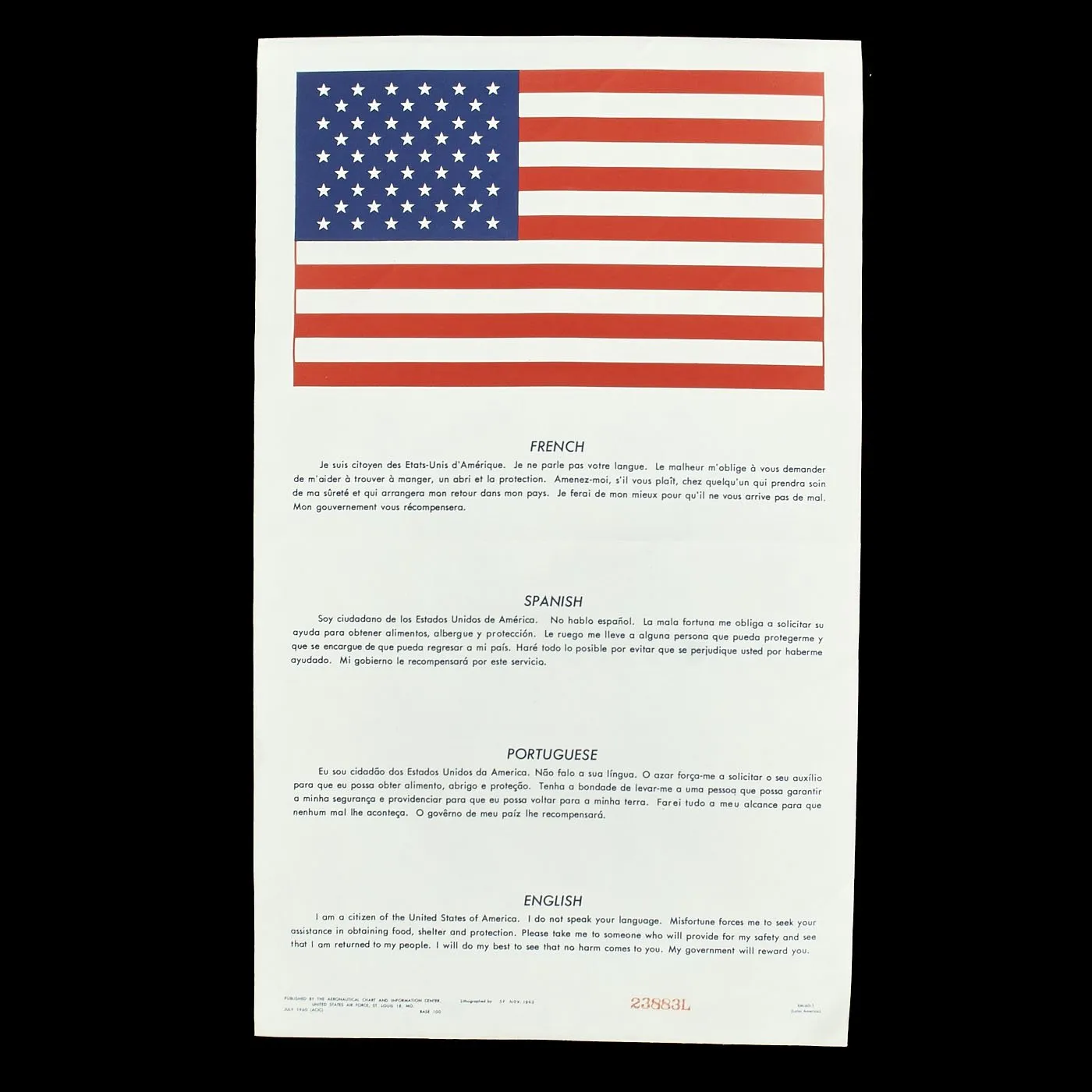 Original U.S. Air Force Blood Chit Collection - Korean War, Vietnam War, Operation Iraqi Freedom