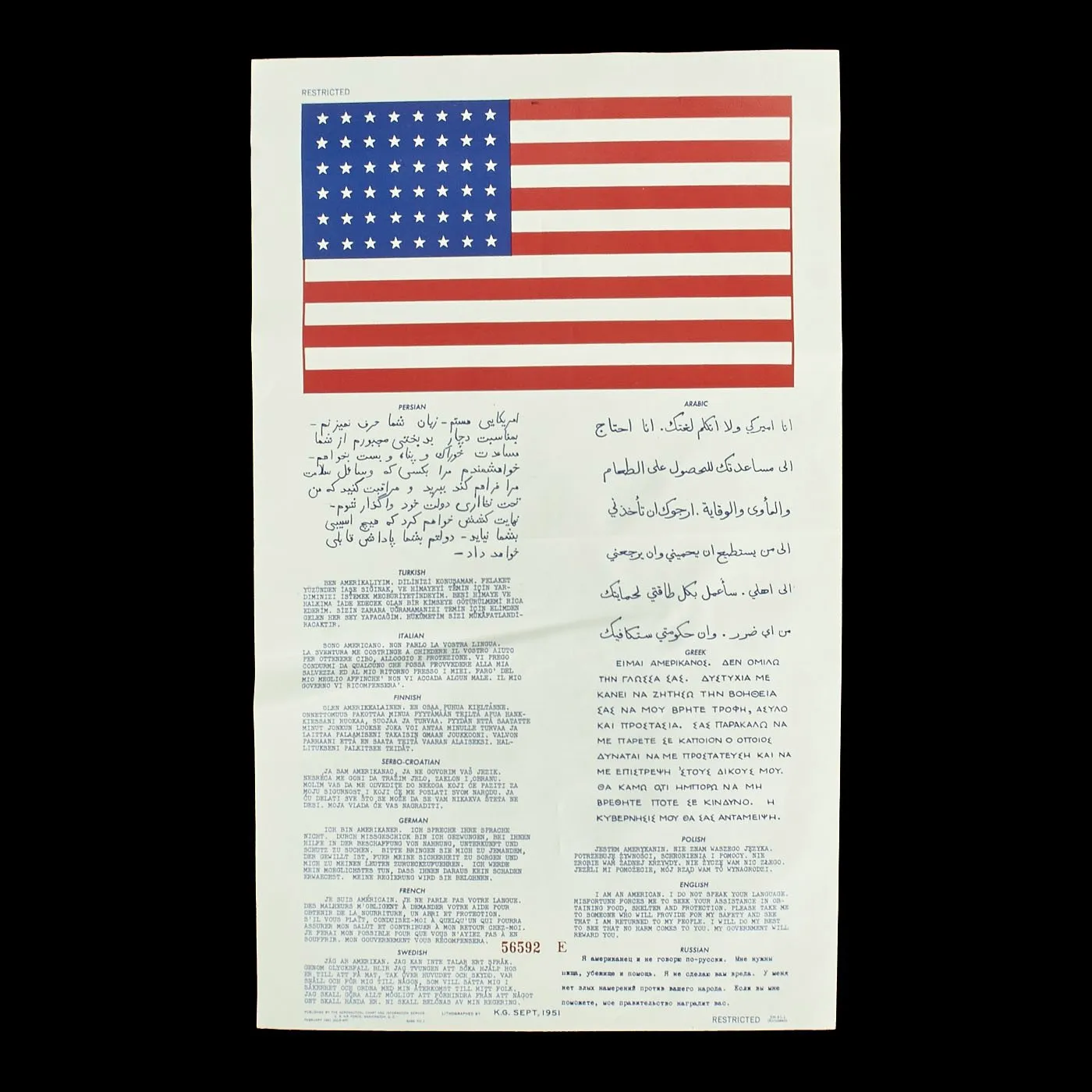 Original U.S. Air Force Blood Chit Collection - Korean War, Vietnam War, Operation Iraqi Freedom