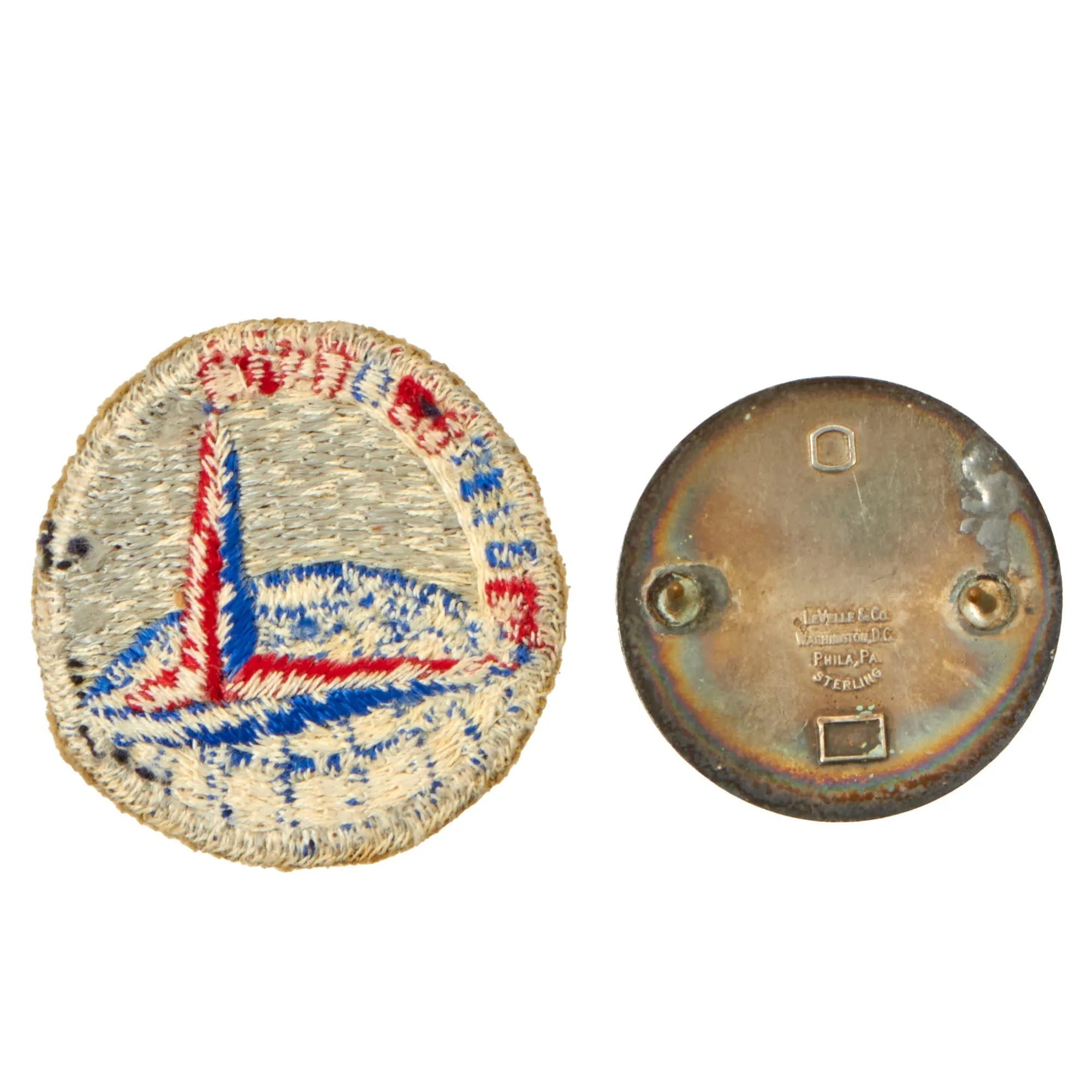 Original U.S. WWII Named CBI Air Transport Command Theater-Made Patch & Medal Grouping - American Flag Multi-Piece Leather Patch