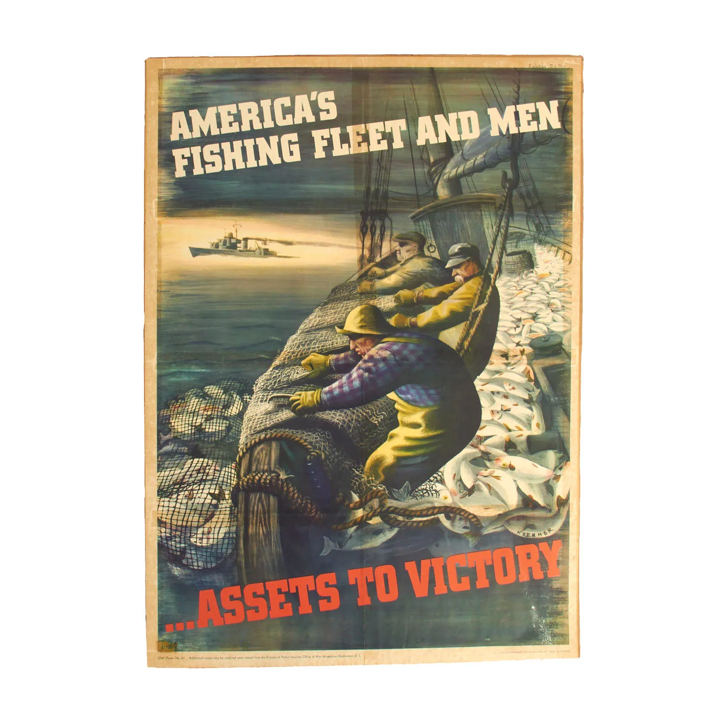Original U.S. WWII Seafood Industry “Assets to Victory” War Production Poster - 20" x 27 ¾”