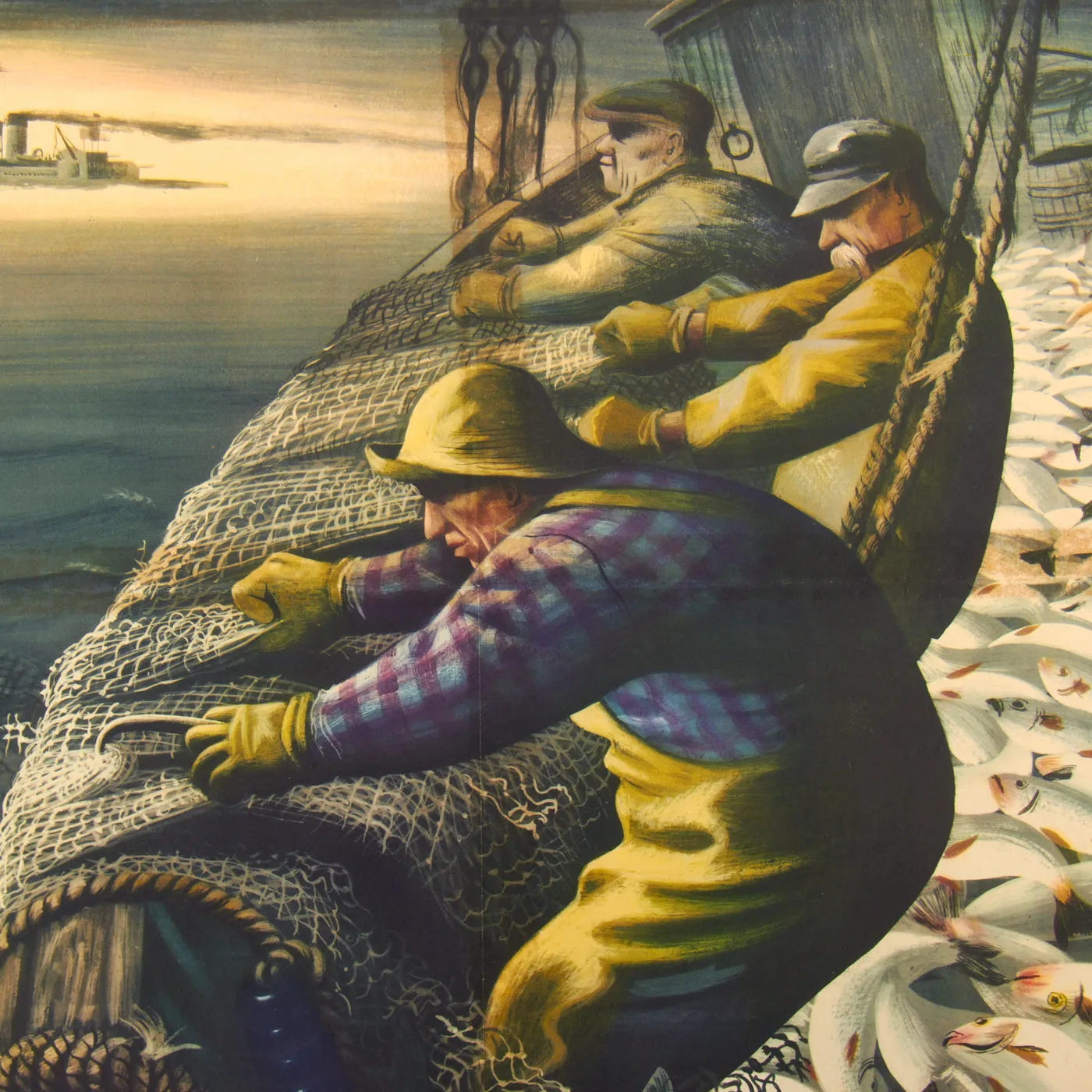Original U.S. WWII Seafood Industry “Assets to Victory” War Production Poster - 20" x 27 ¾”